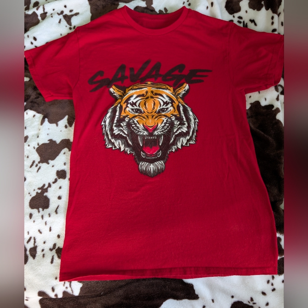 SAVAGE Red Graphic Tiger Tee!